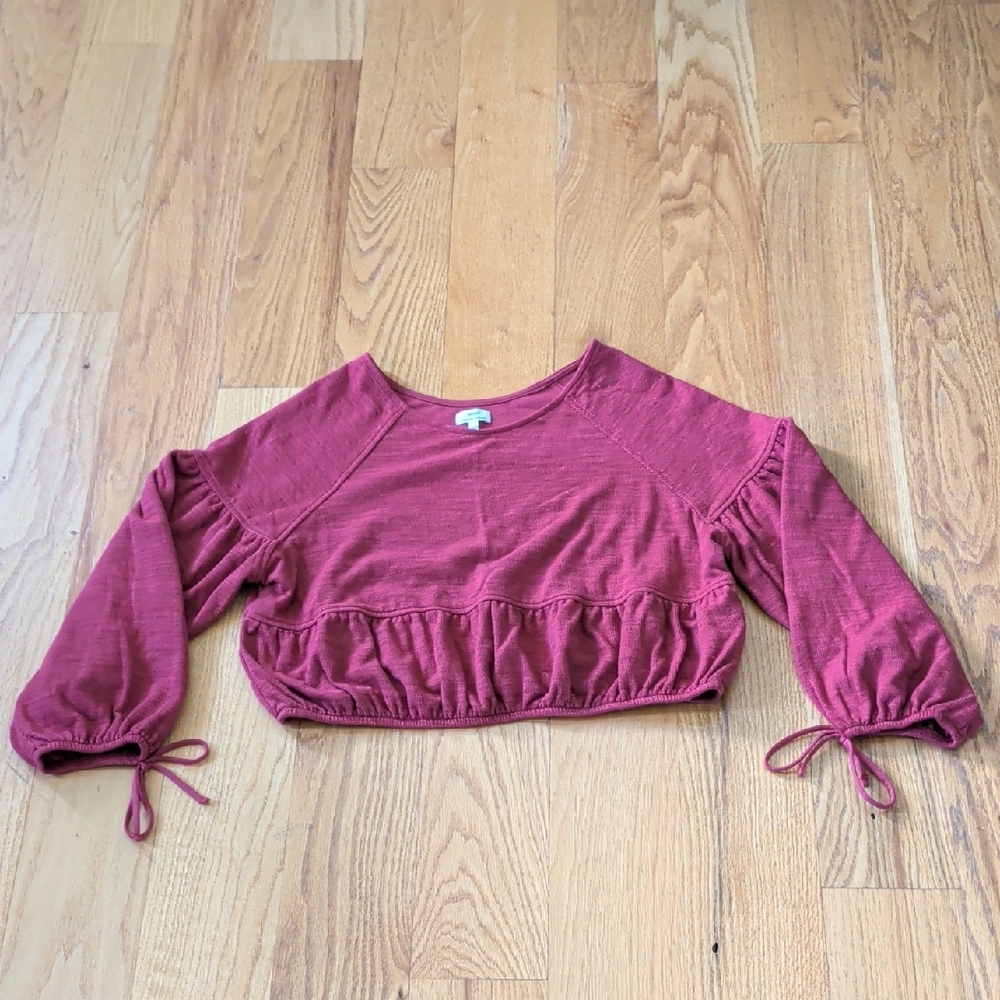 Aerie Women’s Cropped Ruffle Hem Top - Dusty Rose